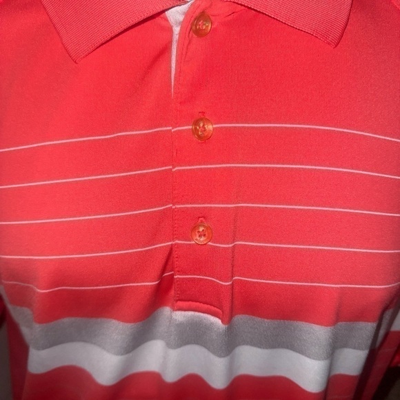 Men’s used Slazenger red white golf polo shirt size L large logo striped short - Picture 3 of 4